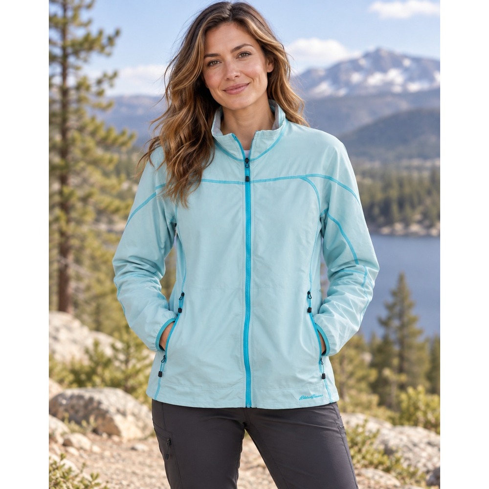 Eddie Bauer Granola Blue Full Zip Softshell Jacket Trail XL Gorpcore Activewear
